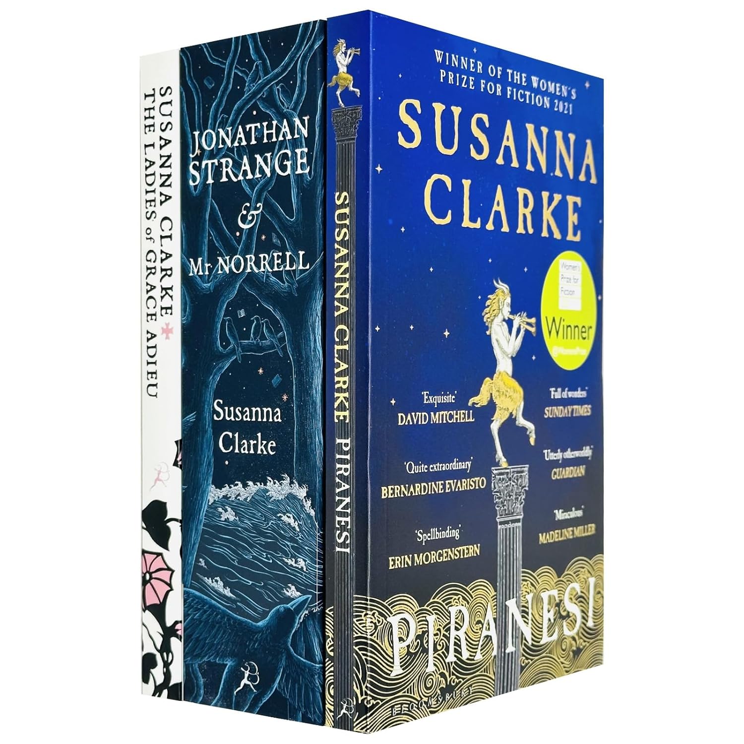 Susanna Clarke 3 Books Collection Set paperback cover featuring Piranesi, Jonathan Strange and Mr Norrell, and The Ladies of Grace Adieu