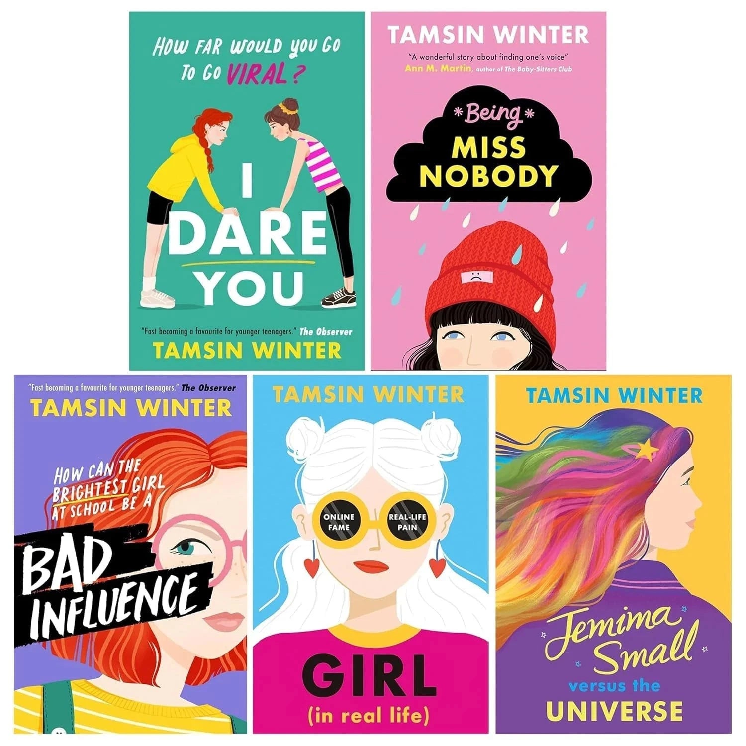 Tamsin Winter 5 Books Collection Set paperback - Being Miss Nobody, Jemima Small Versus the Universe, Girl (In Real Life), Bad Influence, I Dare You - Young Adult ages 11-14