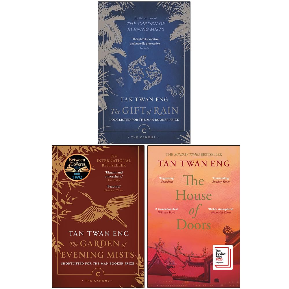 Tan Twan Eng 3 Books Collection Set paperback - spines of The Gift of Rain, The Garden of Evening Mists, The House of Doors