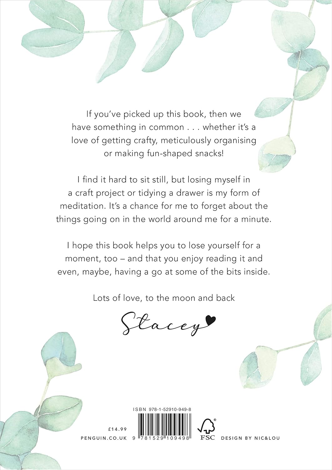 Tap to Tidy by Stacey Solomon - hardback back cover showing home organising and craft projects