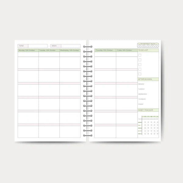 Teacher Planner 2026-2027 monthly overview page for term dates and meetings
