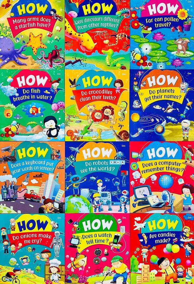 Back cover of the Tell Me How? Encyclopedia Collection of 12 Books paperback set showing series description for ages 6-8