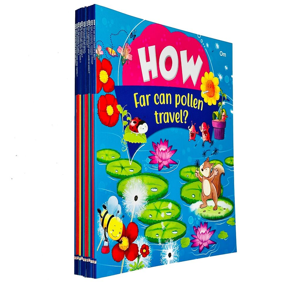 Sample inside pages of the Tell Me How? encyclopedia paperback book set showing illustrations and question and answer format