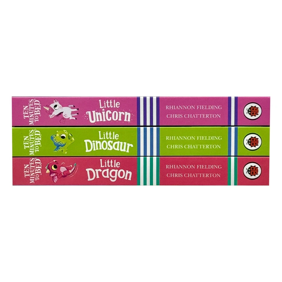 Ten Minutes to Bed board books - Little Dragon, Little Dinosaur and Little Unicorn by Rhiannon Fielding, ages 0-5