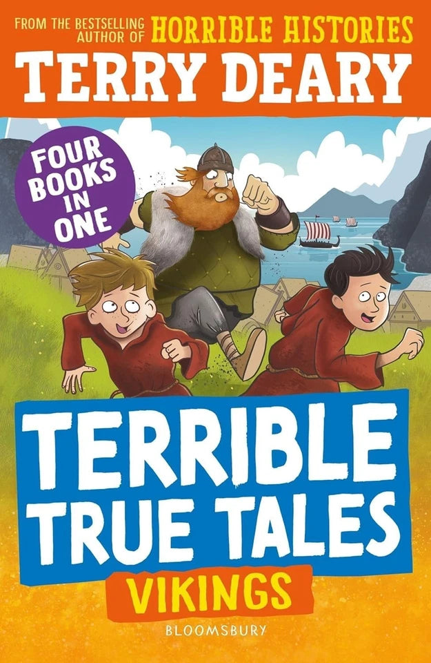 Terrible True Tales by Terry Deary paperback set - The Stone Age and Greeks covers - Ages 7-9