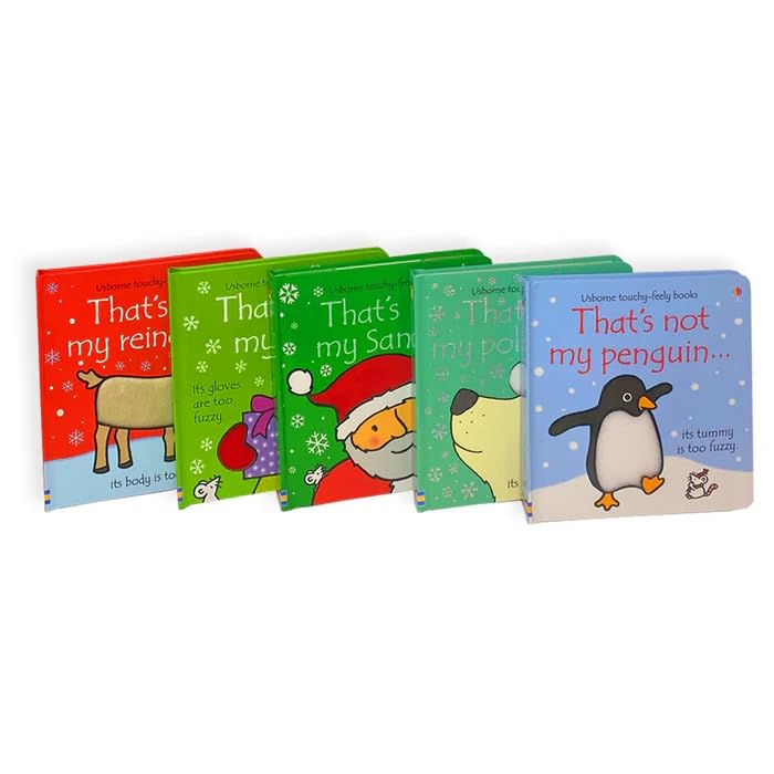 Back cover view of the That's Not My Christmas 5 Books Collection Set by Fiona Watt, Usborne touchy-feely board books for babies and toddlers