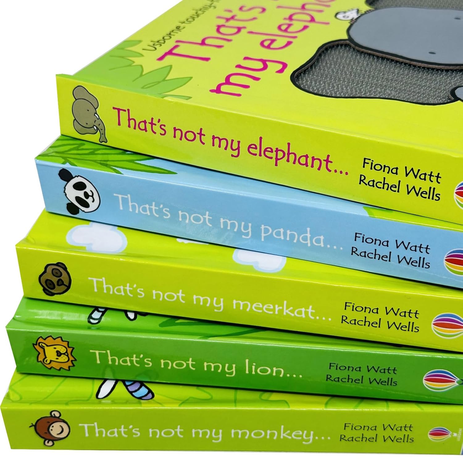 Covers of the 5 board books in That's Not My Zoo Collection Set 3: Panda and Friends by Fiona Watt, Usborne