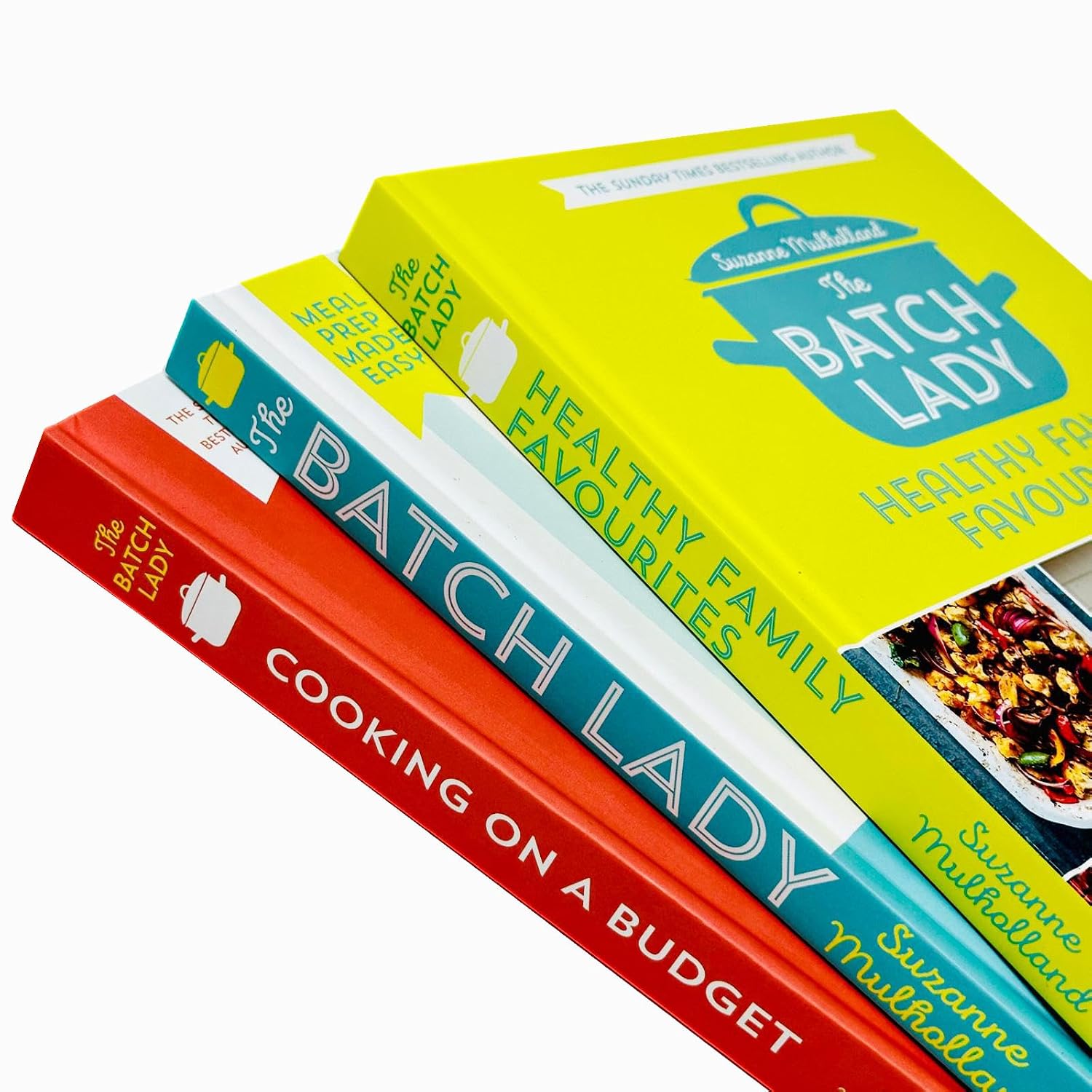 The Batch Lady hardback cookbook cover by Suzanne Mulholland, part of the 3 books collection set