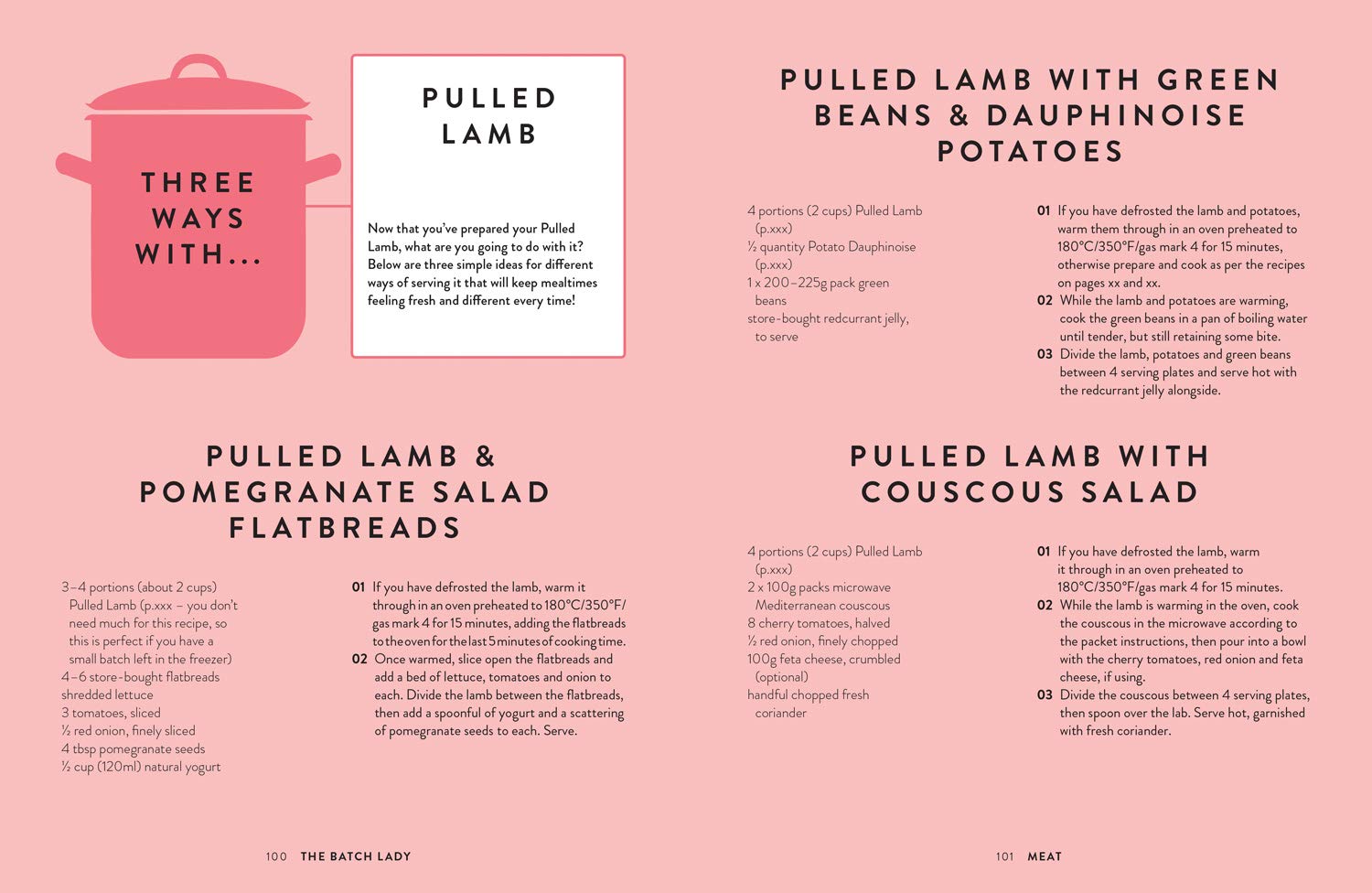 The Batch Lady by Suzanne Mulholland hardback cookbook page with batch shopping list and tips