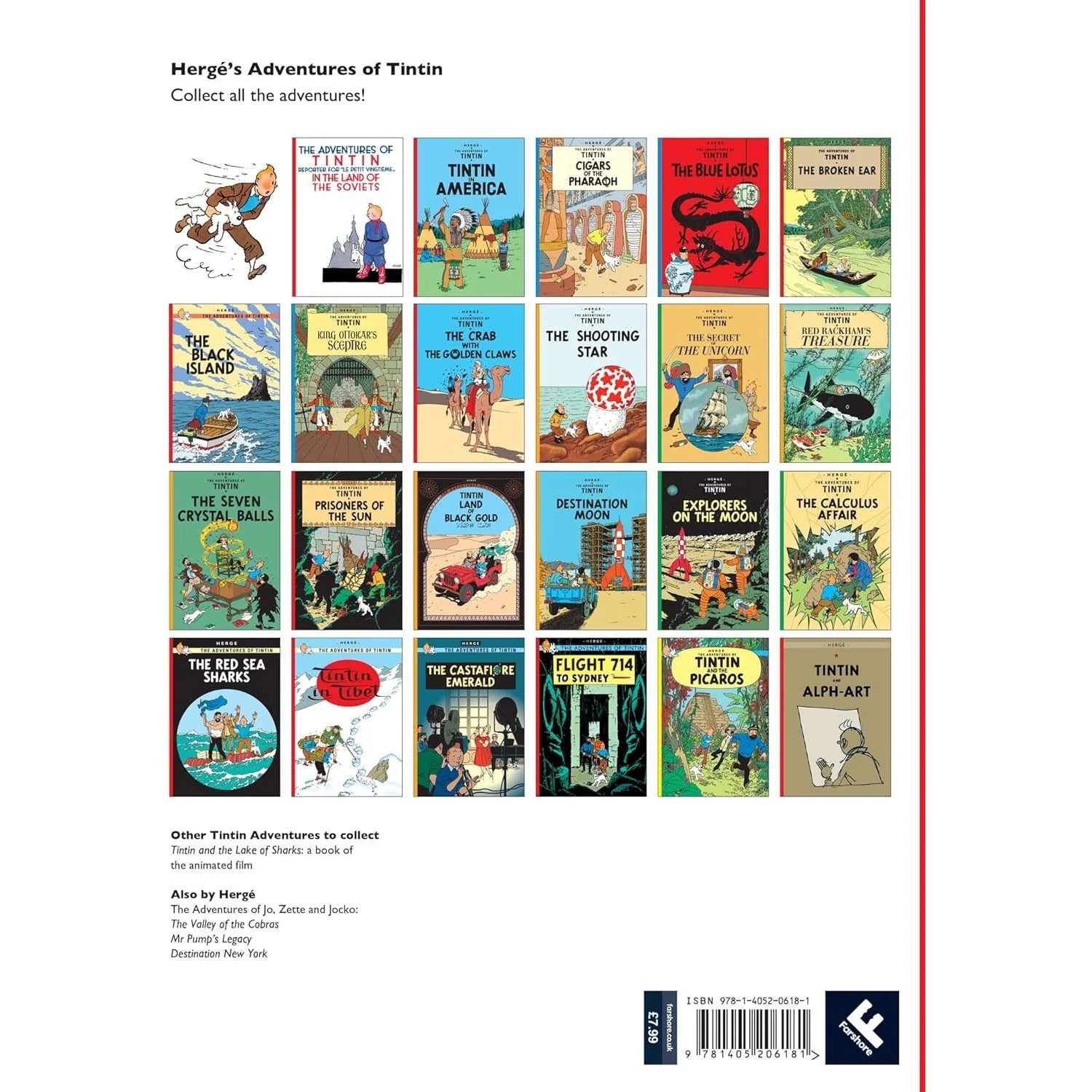 The Black Island by Hergé - Tintin paperback back cover with blurb, ages 8-12