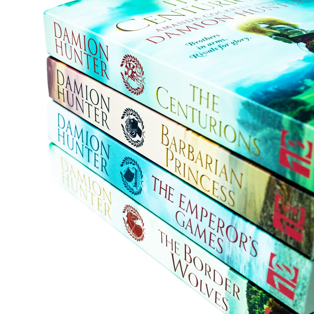 The Centurions series 4 Books Collection Set by Damion Hunter - Border Wolves, Barbarian Princess, The Emperor's Games, The Centurions paperback spines