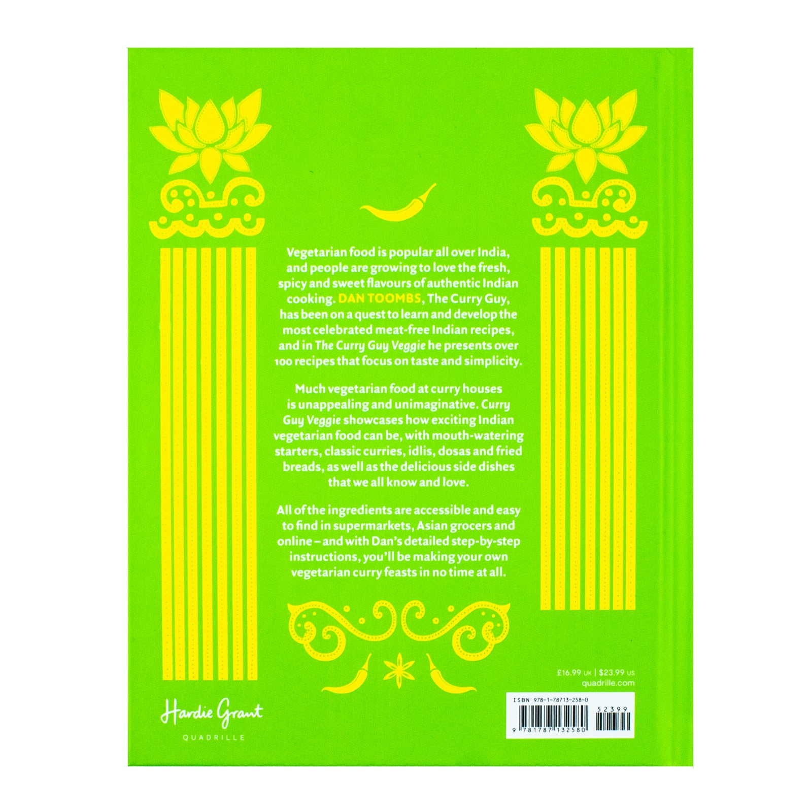 The Curry Guy Veggie by Dan Toombs hardback, inside pages with vegetarian Indian recipes