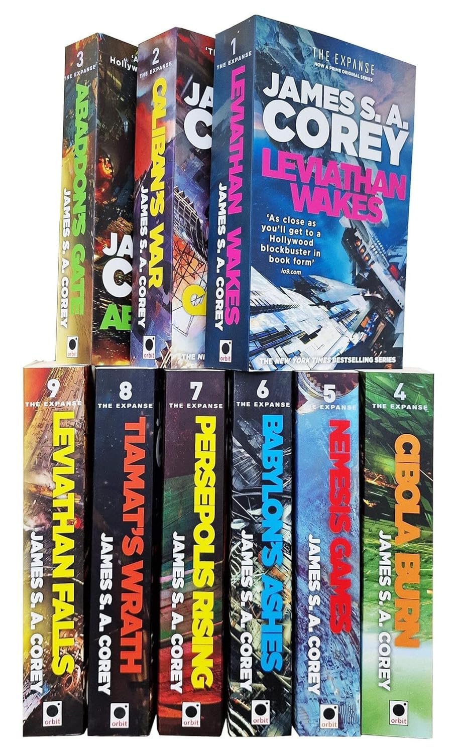 The Expanse Series 9 Book Collection by James S. A. Corey - Paperback book spines showing all nine titles in the space opera saga