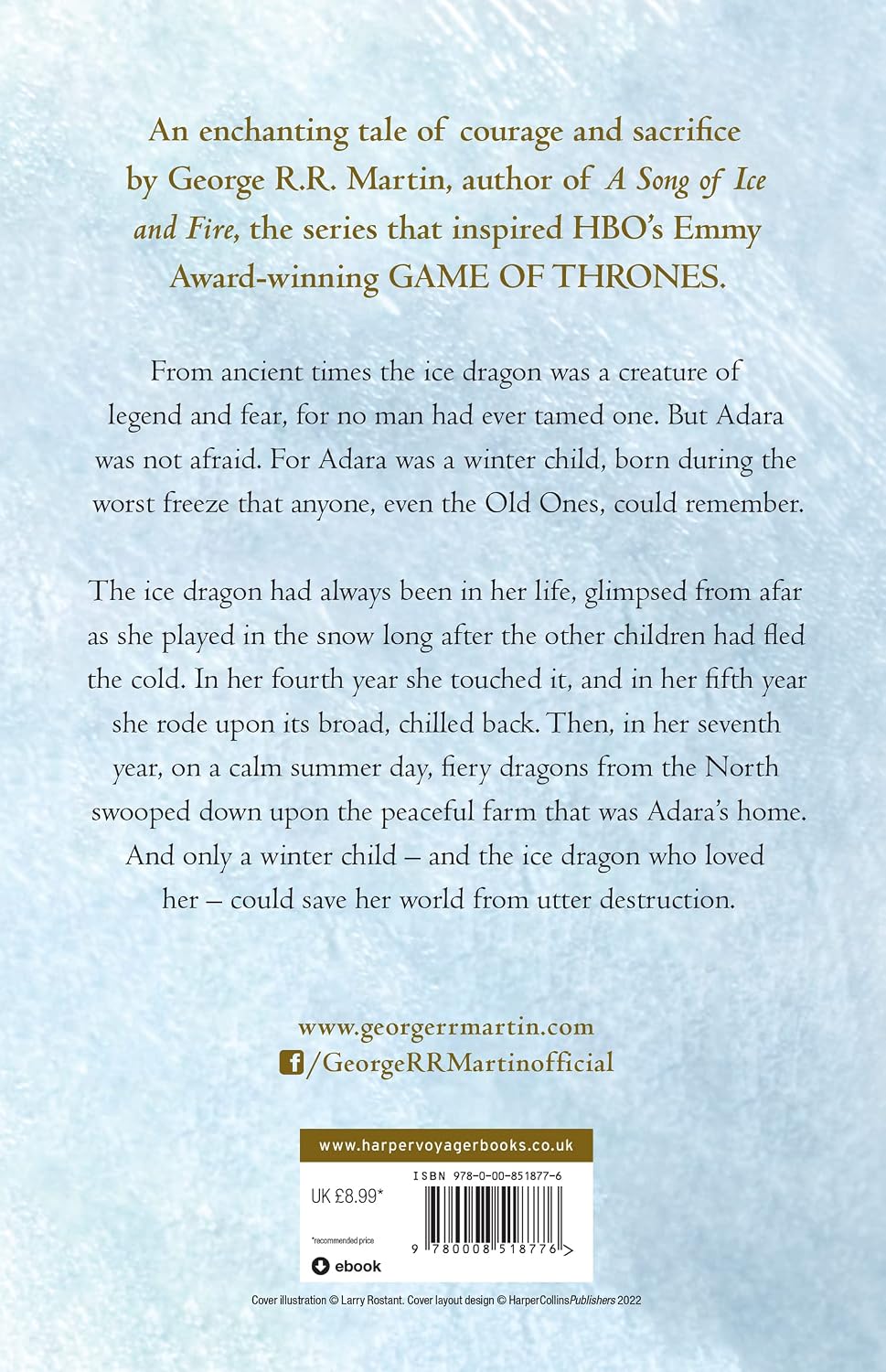 The Ice Dragon by George R.R. Martin - paperback book back cover and blurb