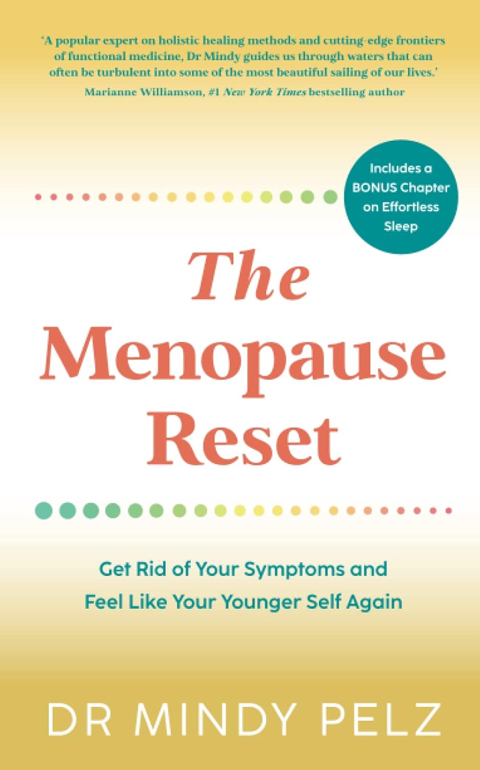 The Menopause Reset by Dr. Mindy Pelz - paperback book cover, womens health and menopause guide