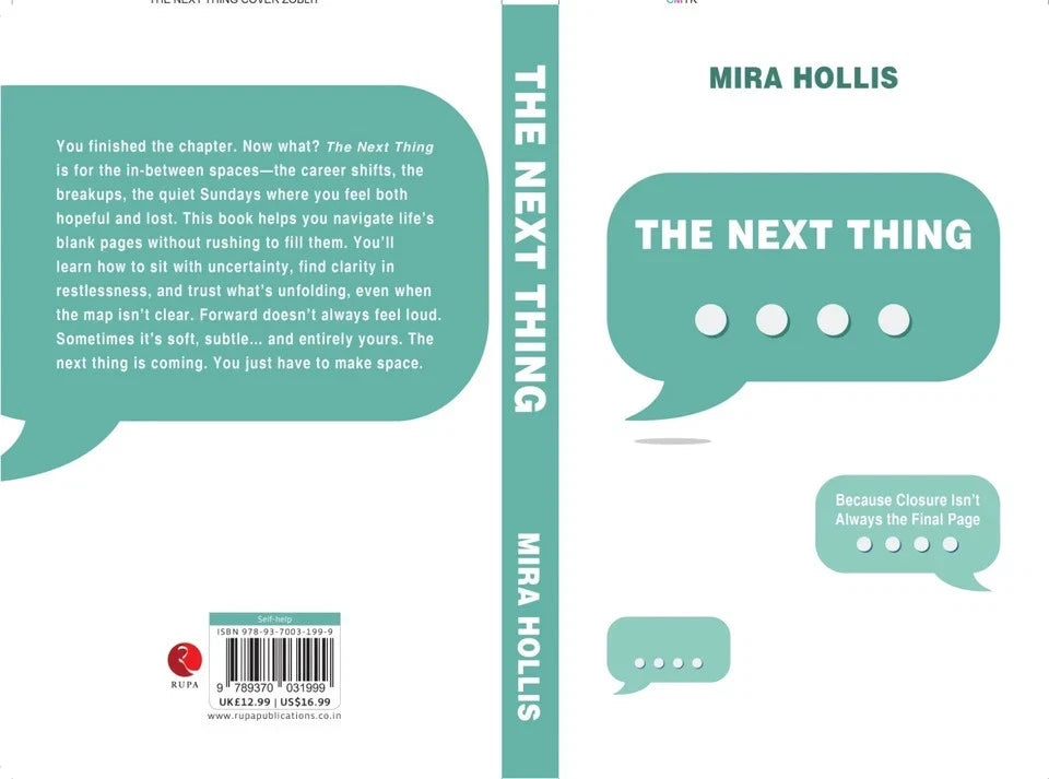 The Next Thing by Mira Hollis paperback back cover with book description