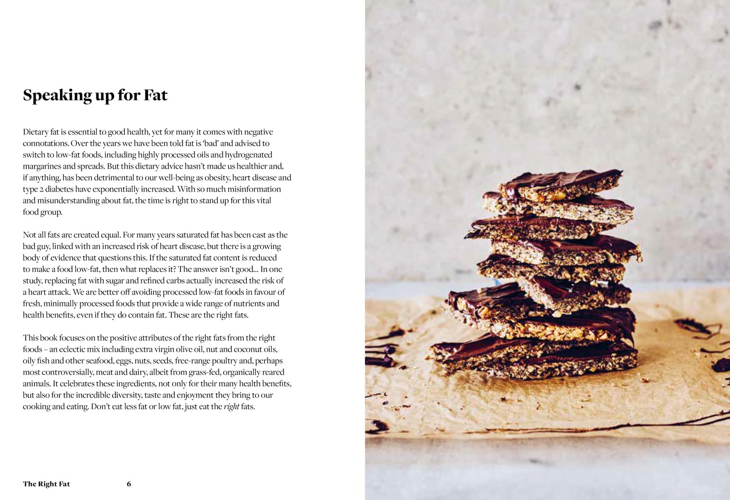 The Right Fat by Nicola Graimes hardback cookbook back cover showing recipe description