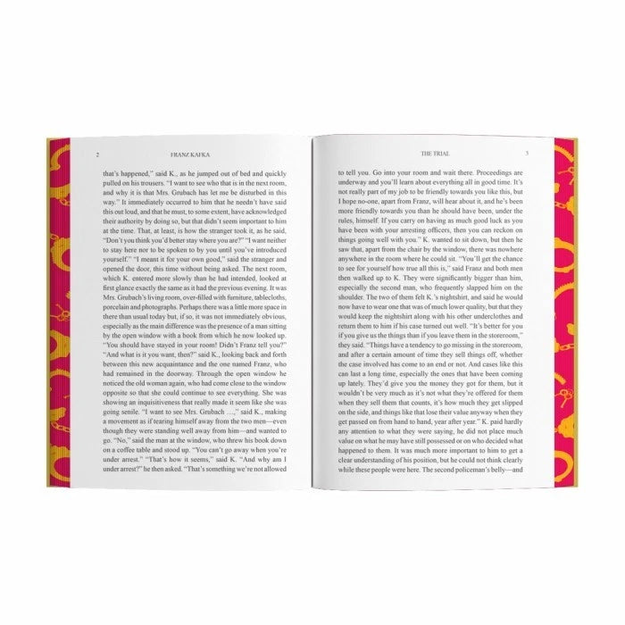 The Trial by Franz Kafka sprayed edge hardback edition showing decorated page edges
