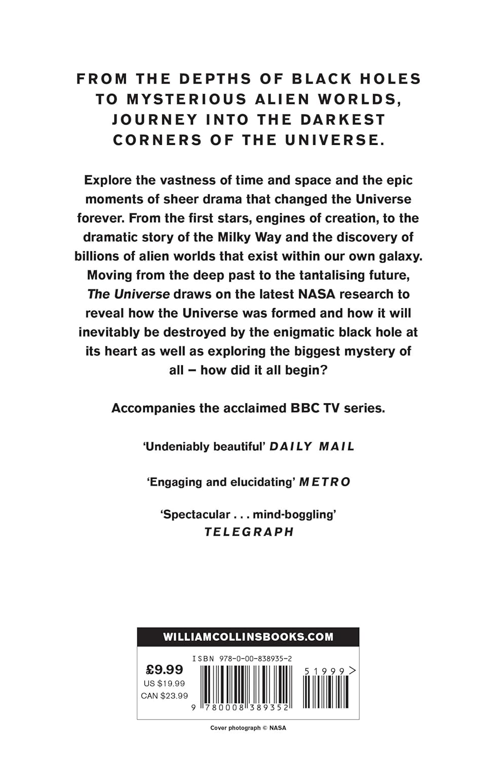 The Universe by Andrew Cohen and Professor Brian Cox - BBC TV series companion book - Hardback spine detail
