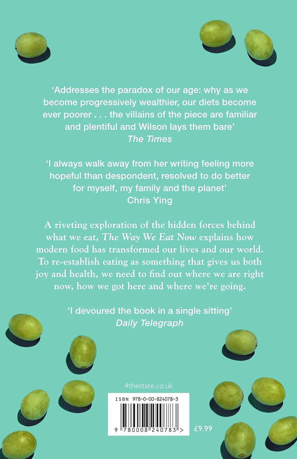 Back cover of The Way We Eat Now by Bee Wilson, Fourth Estate paperback edition