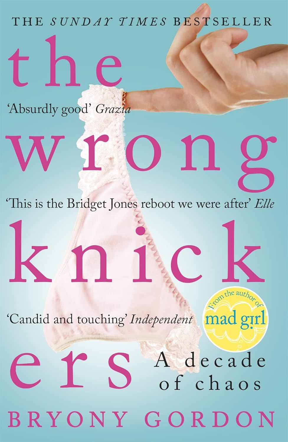 The Wrong Knickers: A Decade of Chaos by Bryony Gordon - paperback memoir book cover