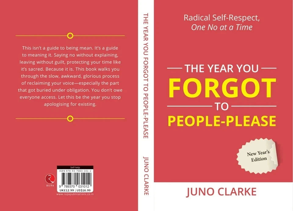 Back cover of The Year You Forgot to People-Please by Juno Clarke self-help paperback book
