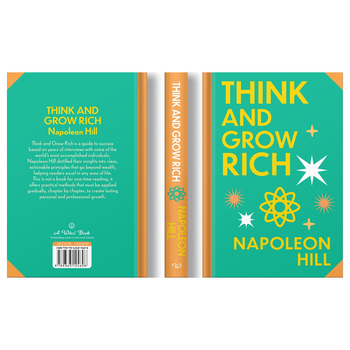 Think And Grow Rich by Napoleon Hill Wilco Classics sprayed edge hardback book at an angle