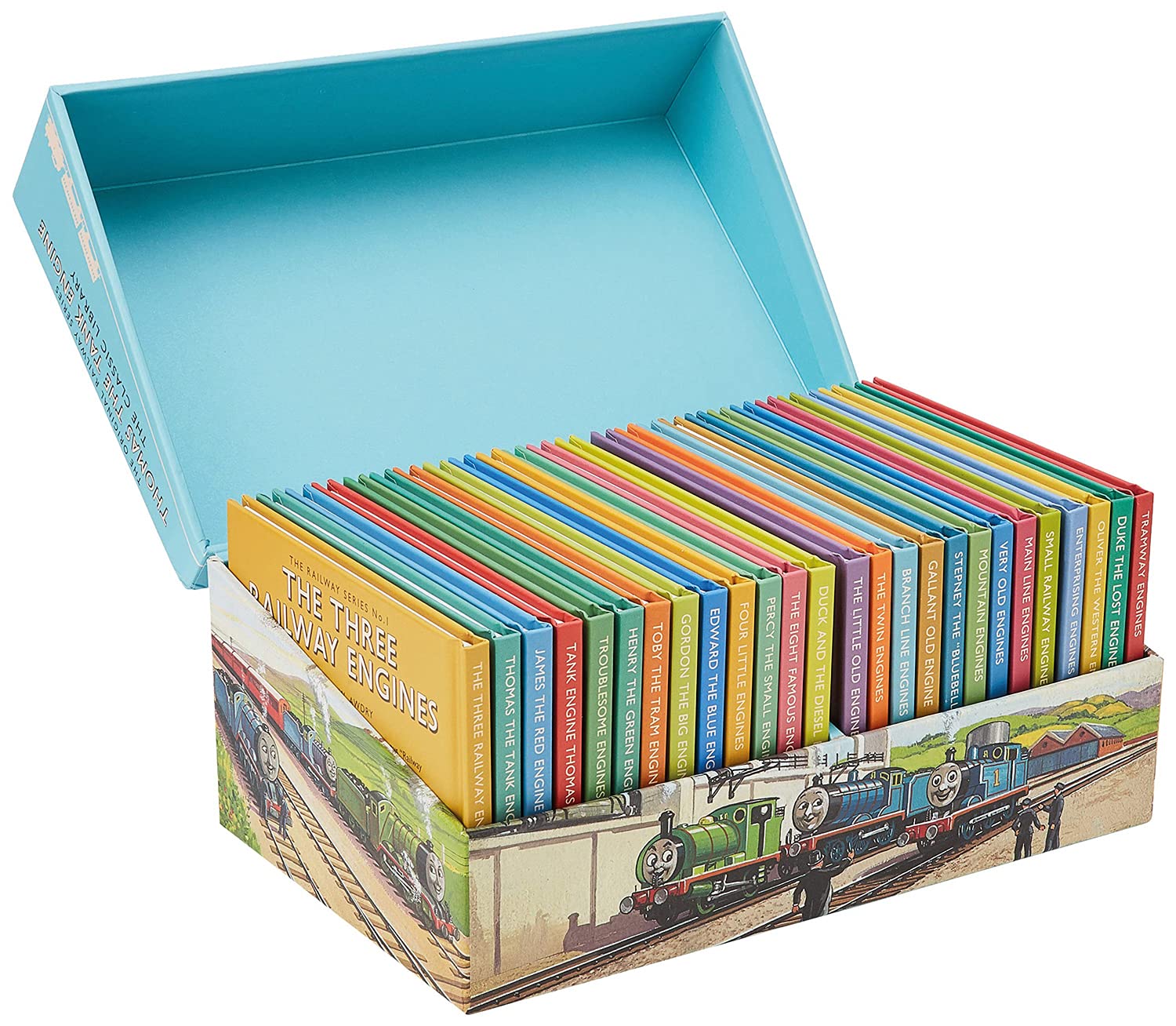 Railway Series Thomas Tank Engine Classic Library box set showing all 26 hardback titles by Rev. W. Awdry