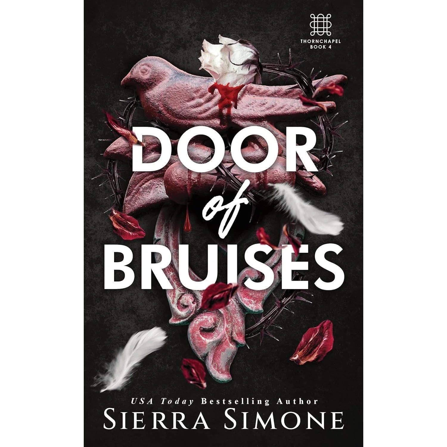 Close-up of Thornchapel Series books by Sierra Simone - adult dark romance paperback collection
