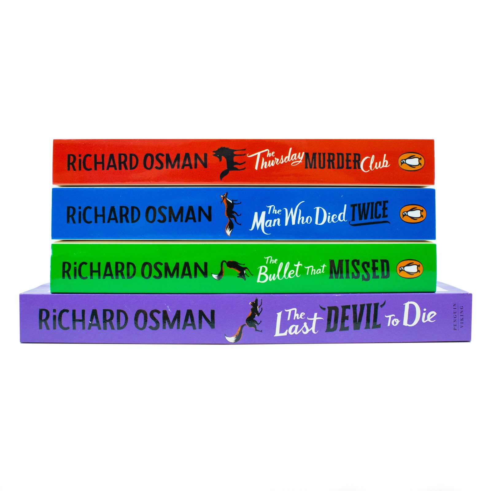 Thursday Murder Club 4 book paperback set spines by Richard Osman - cosy crime fiction gift set