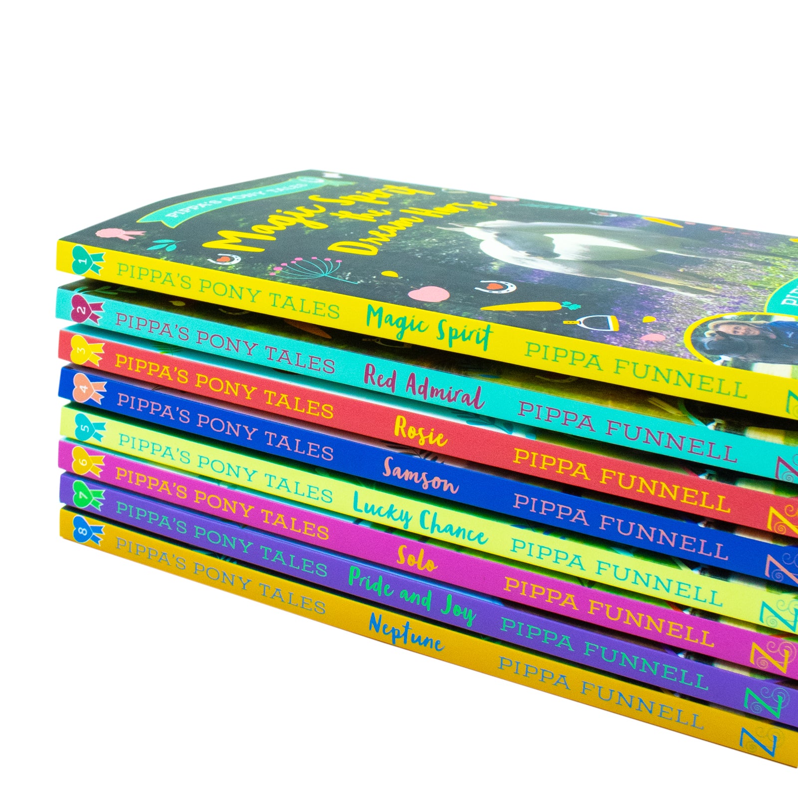 Tilly's Pony Tales 8 Books Collection Set by Pippa Funnell - individual paperback book covers close up