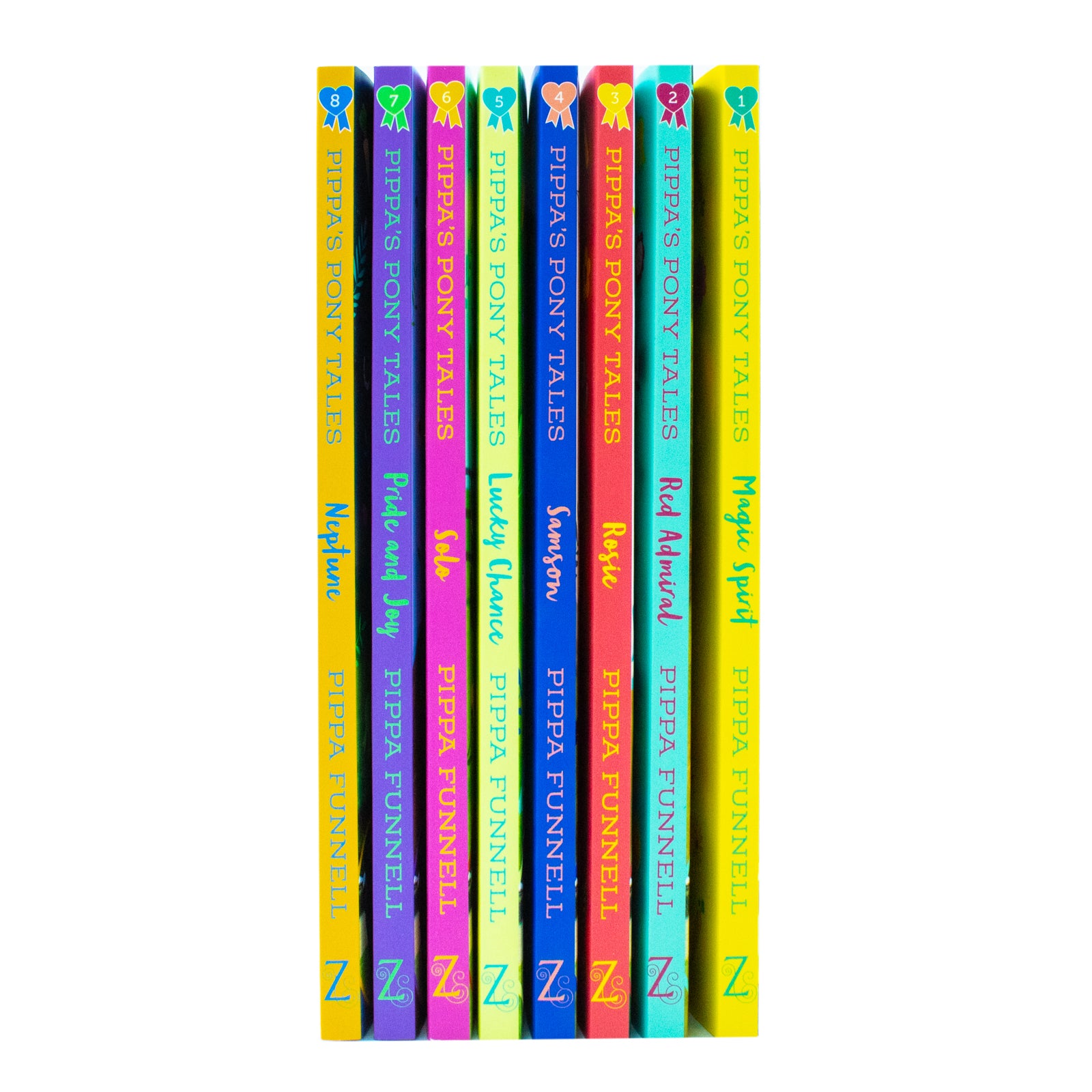 Tilly's Pony Tales 8 Books Collection Set by Pippa Funnell - all 8 titles laid out, paperback ages 7-9