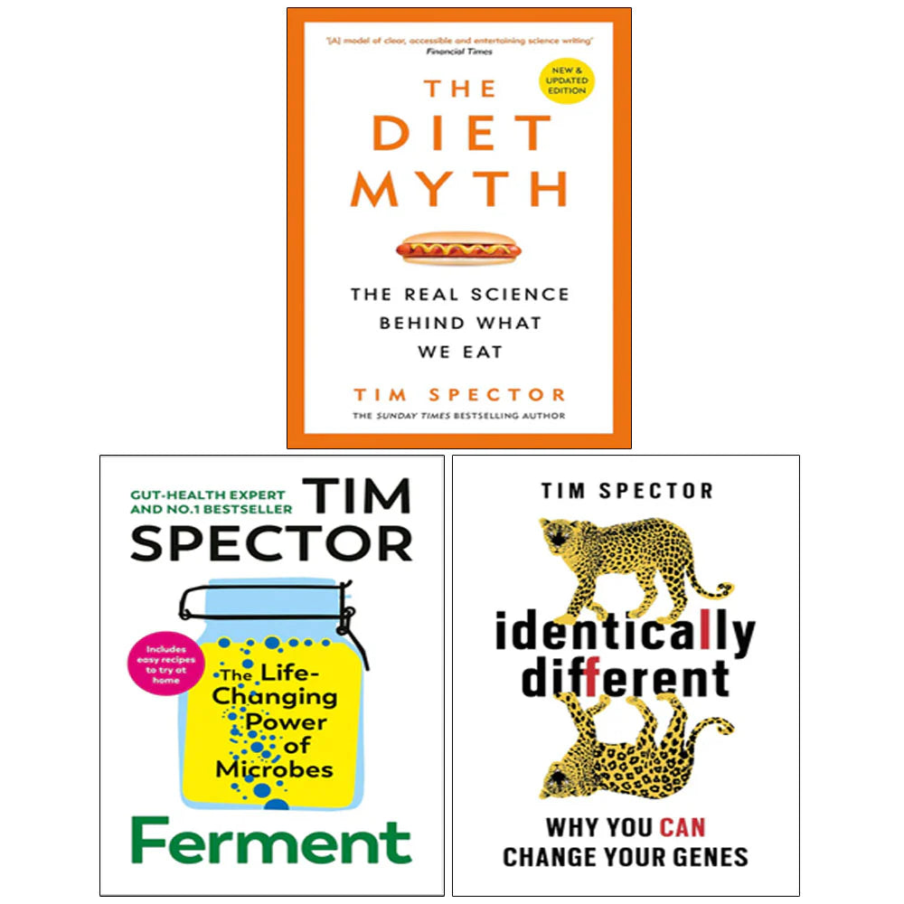 Tim Spector 3 Book Set - Ferment, Identically Different, The Diet Myth - Non Fiction book collection