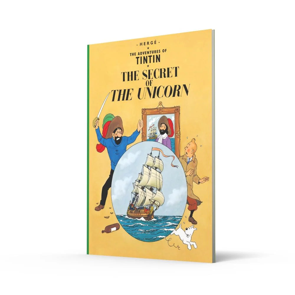 The Adventures of Tintin: The Secret of the Unicorn by Hergé - Paperback edition spine and cover detail