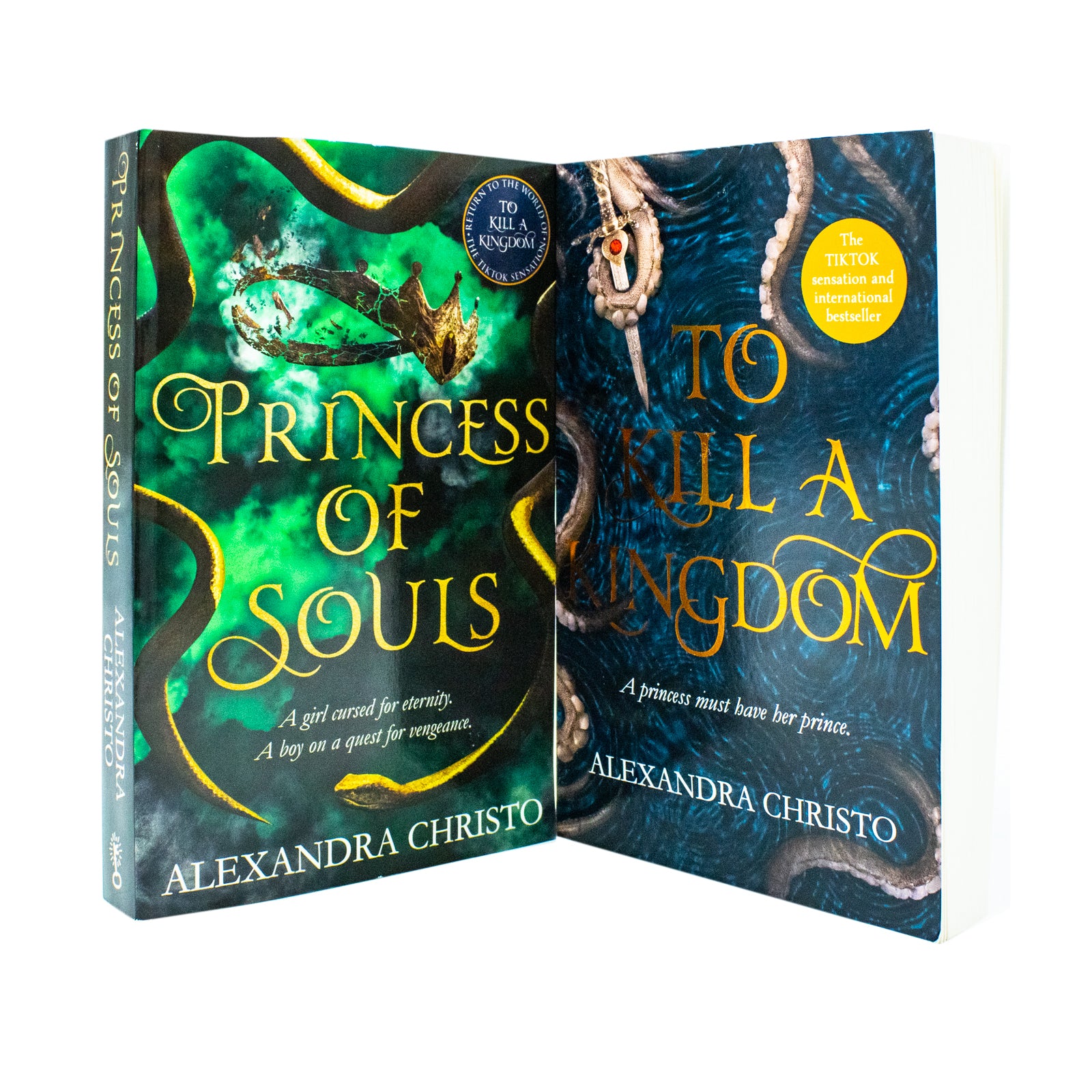To Kill a Kingdom & Princess of Souls by Alexandra Christo - YA fantasy paperback set back cover detail