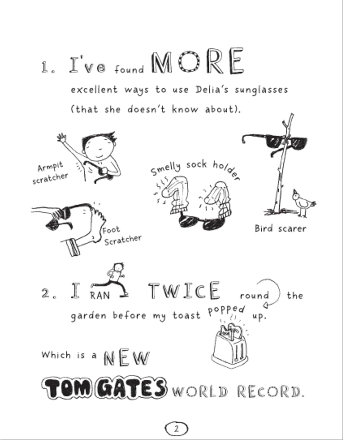 Inside illustrated pages of Tom Gates: Everything's Amazing (sort of) by Liz Pichon showing doodles