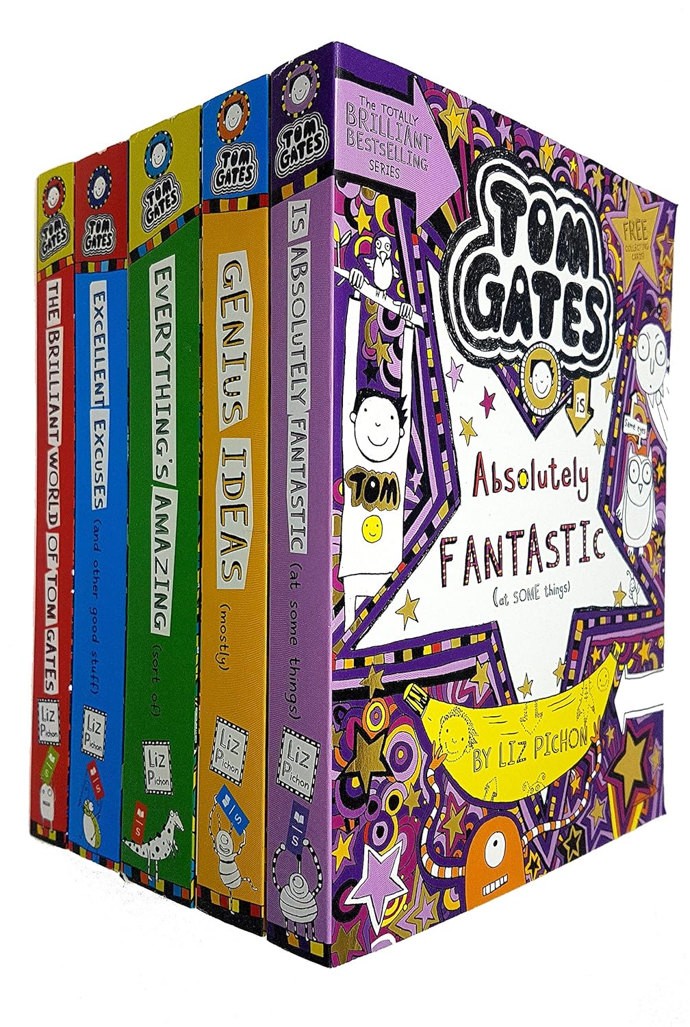 Tom Gates Series 1 Collection Set - 5 Books by Liz Pichon, Paperback, Ages 9-11 - The Brilliant World of Tom Gates, Excellent Excuses, Everything's Amazing, Genius Ideas, Absolutely Fantastic