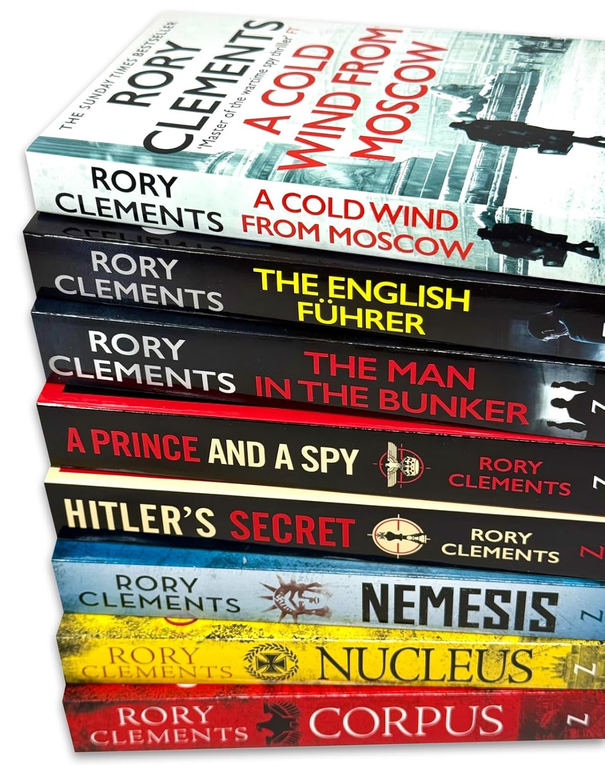 Complete Tom Wilde series paperback set by Rory Clements including The English Fuhrer and A Cold Wind From Moscow