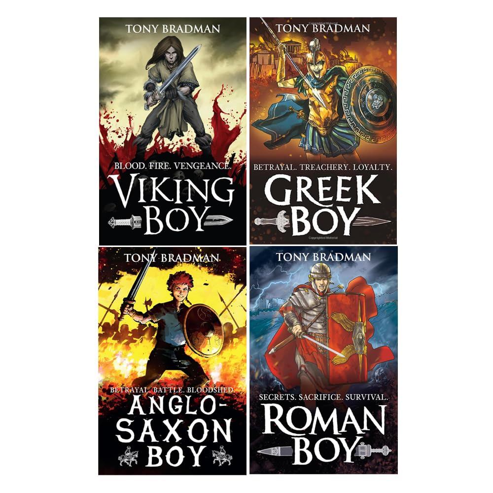 Viking Boy and Anglo-Saxon Boy paperback covers by Tony Bradman, historical adventure fiction for children ages 9-12