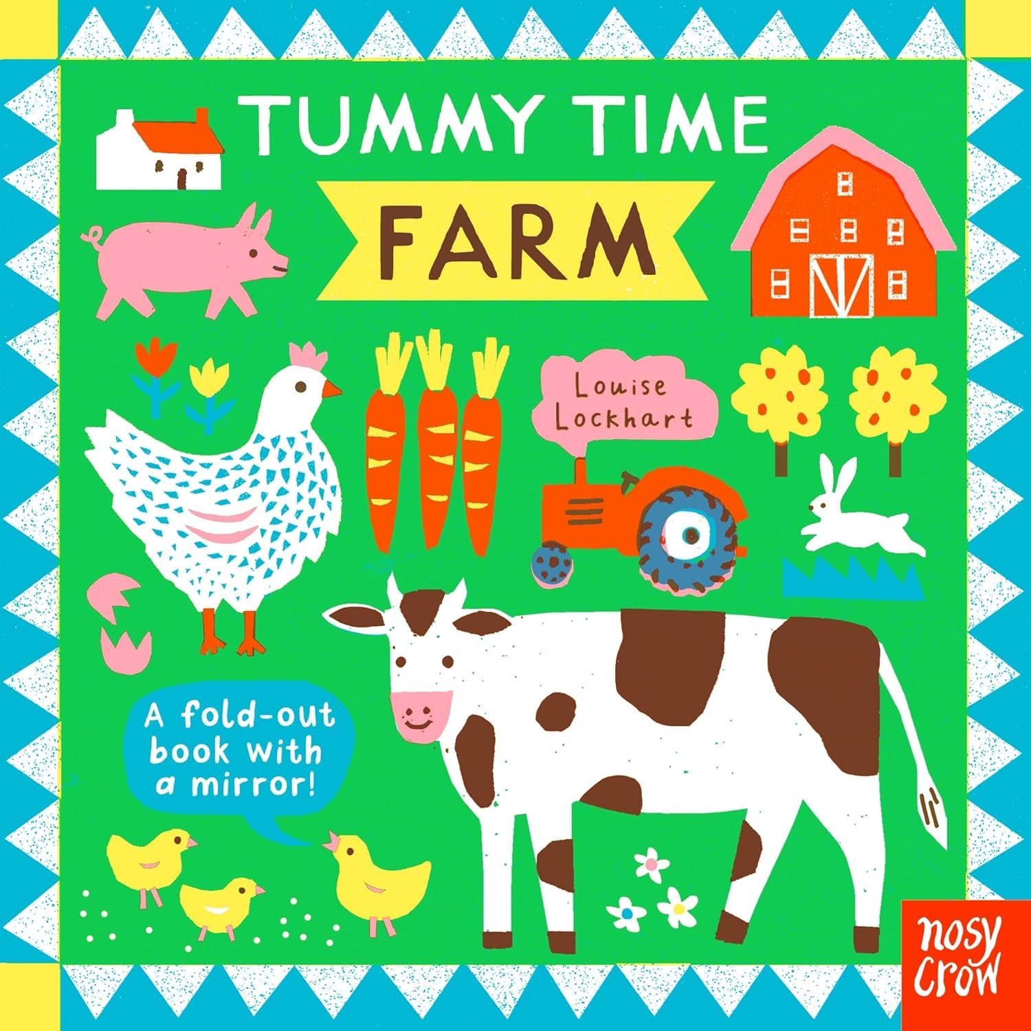 Tummy Time: Farm fold-out board book by Louise Lockhart with mirror, ages 0-3