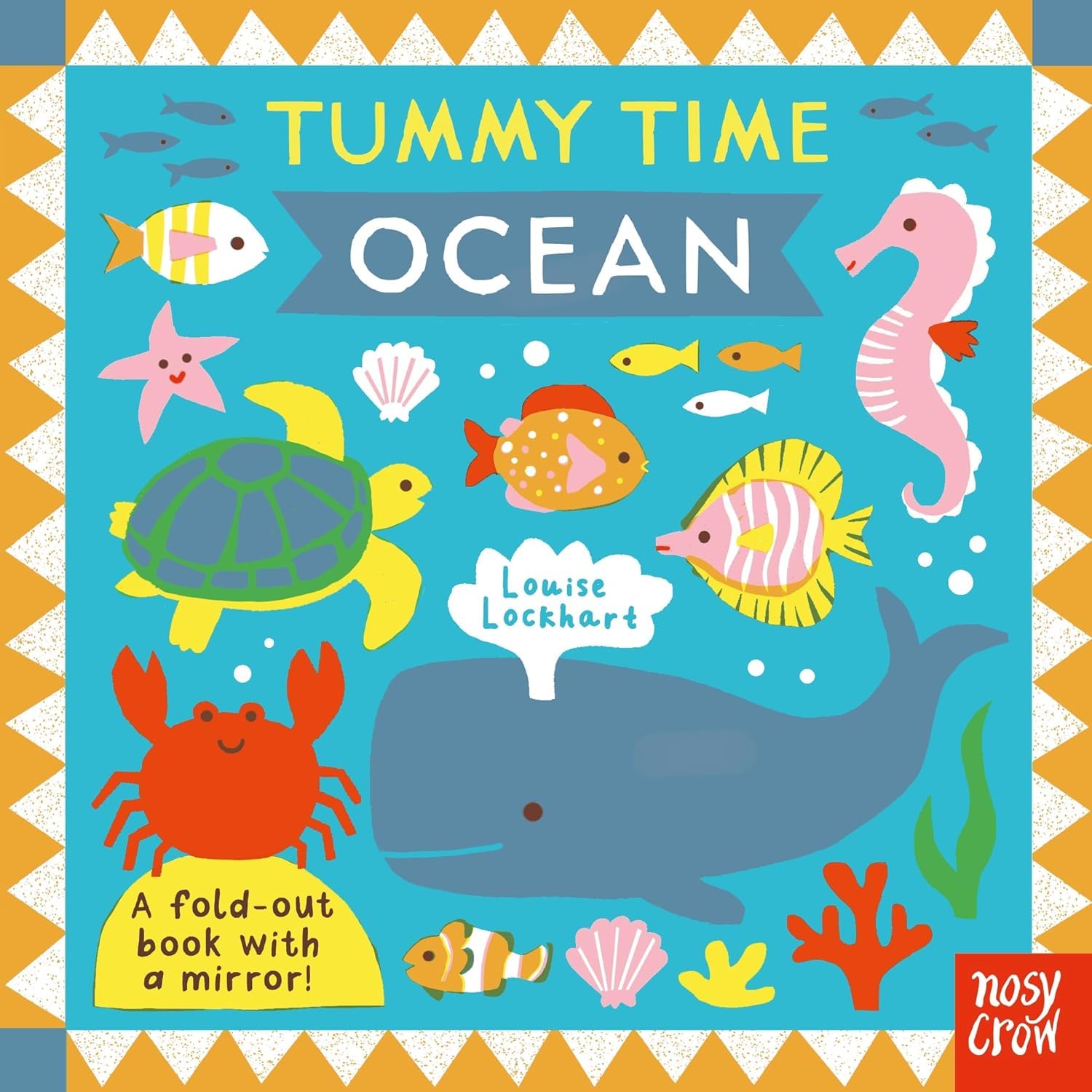 Tummy Time: Ocean fold-out board book by Louise Lockhart with mirror, ages 0-3
