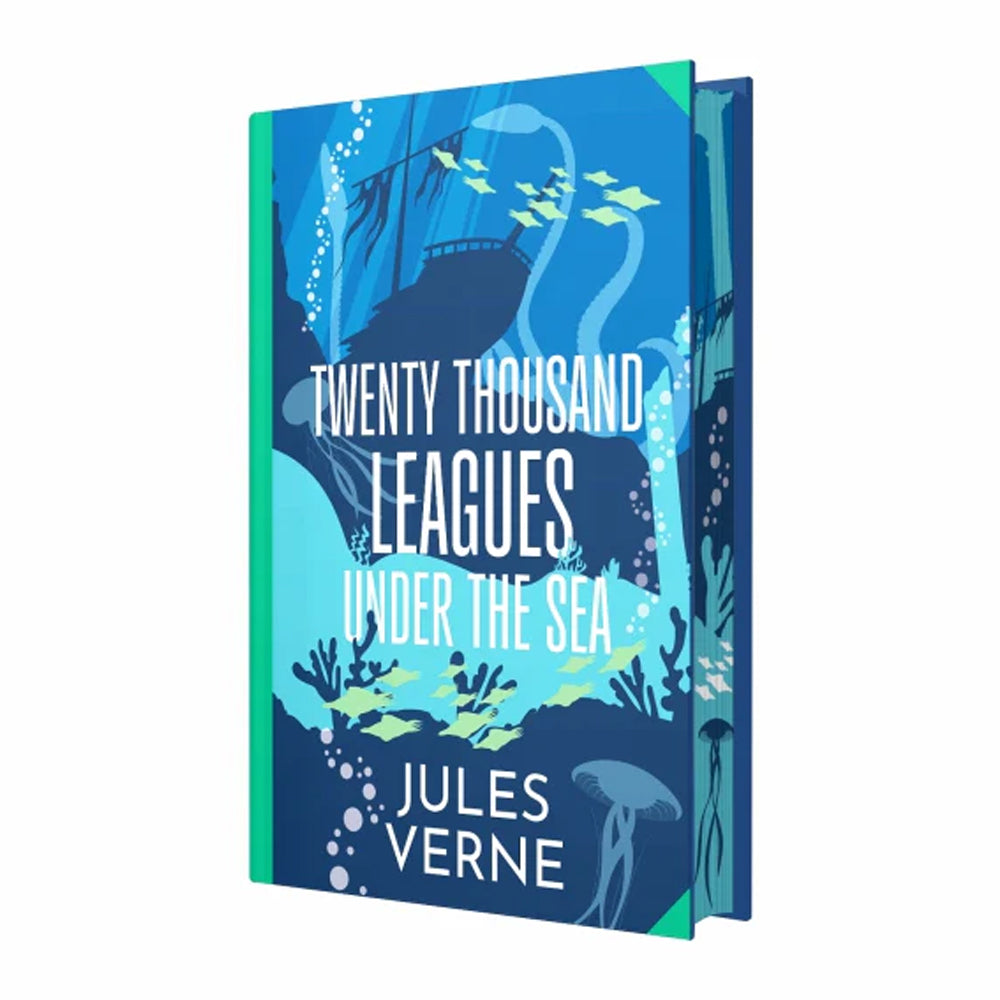 Twenty Thousand Leagues Under the Sea Jules Verne hardback book detail showing sprayed page edges