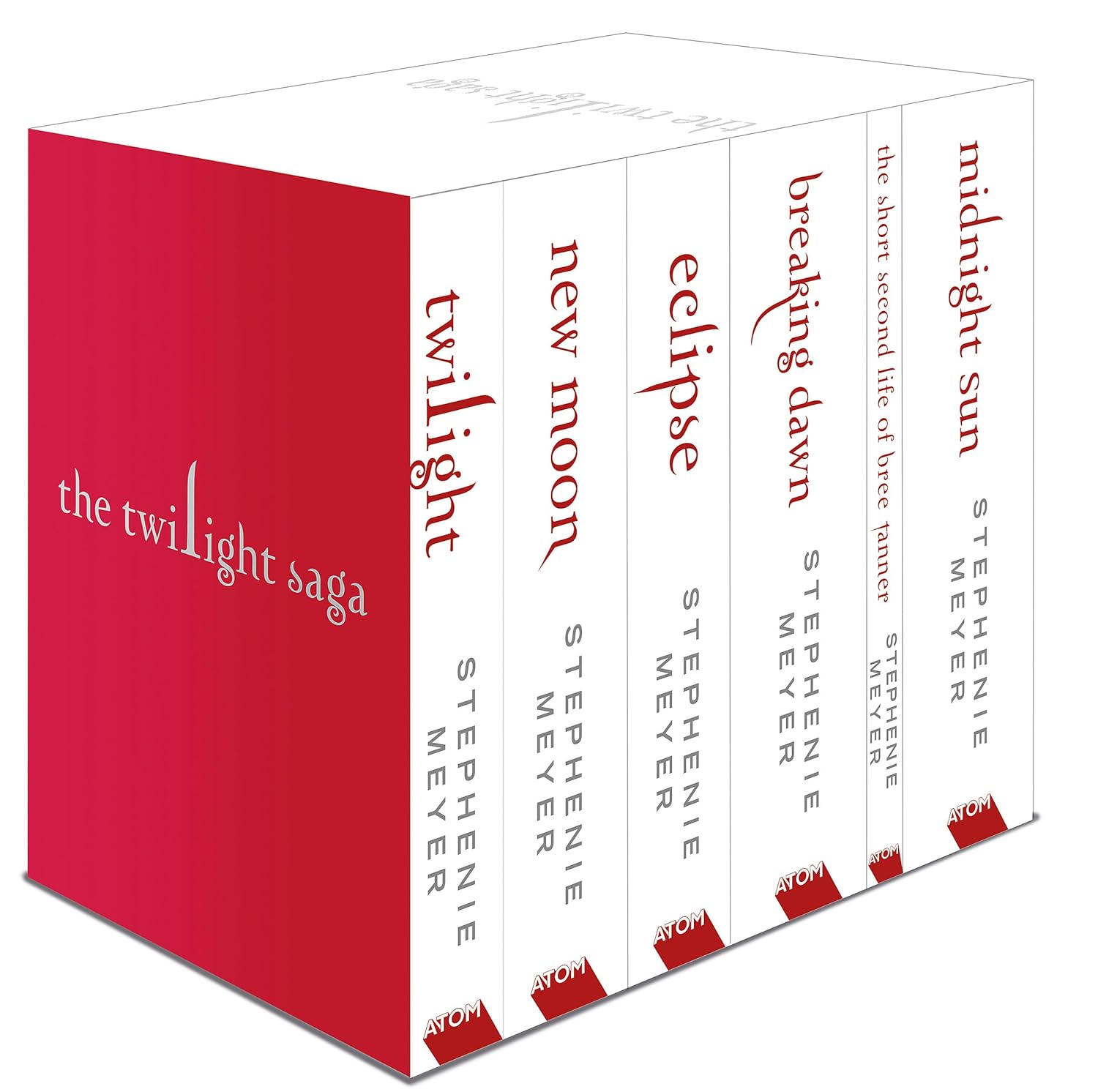 Twilight Saga 6 Book Set (White Cover) by Stephenie Meyer - complete paperback boxed set showing all six book spines