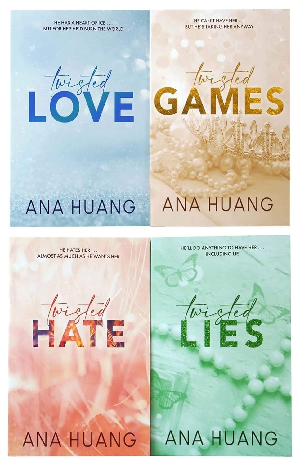 Twisted Series 4 Books Collection Set by Ana Huang - Paperback box set spines showing Twisted Love, Games, Hate and Lies
