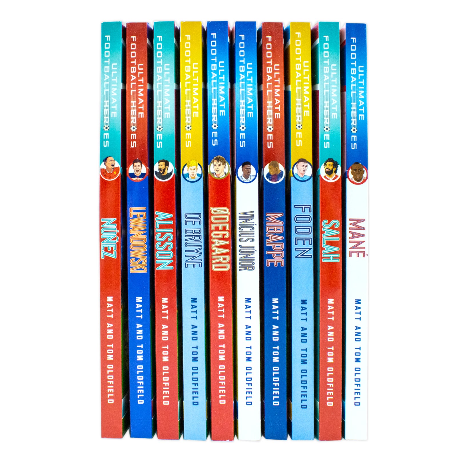 Ultimate Football Heroes Series 10 Books Collection Set by Matt & Tom Oldfield - Paperback - Vinícius Júnior, Ødegaard, De Bruyne, Alisson