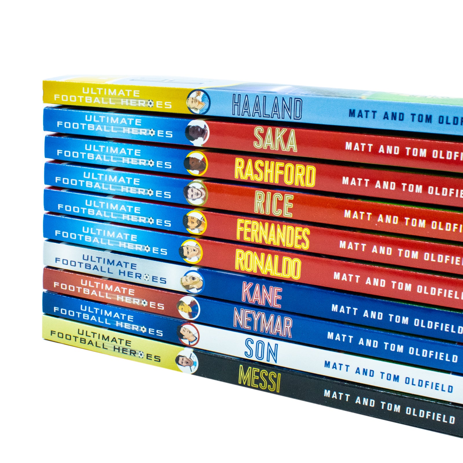 Ultimate Football Heroes Series 1 Collection Set - Son, Bruno Fernandes, Rice, Rashford, Saka, Haaland Paperback Books