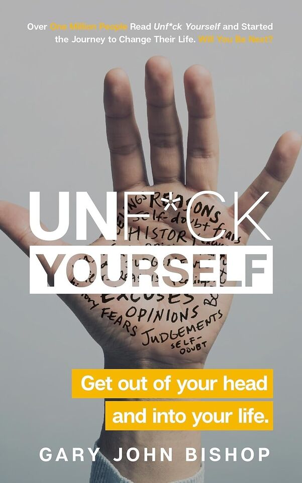 Unfu*k Yourself and Do the Work paperback book set by Gary John Bishop, back cover and spine detail