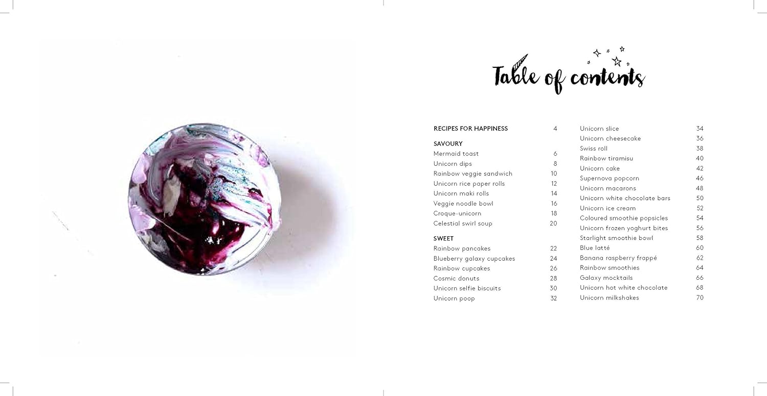 Unicorn Food by Sandra Mahut - inside pages showing colourful rainbow recipe photography