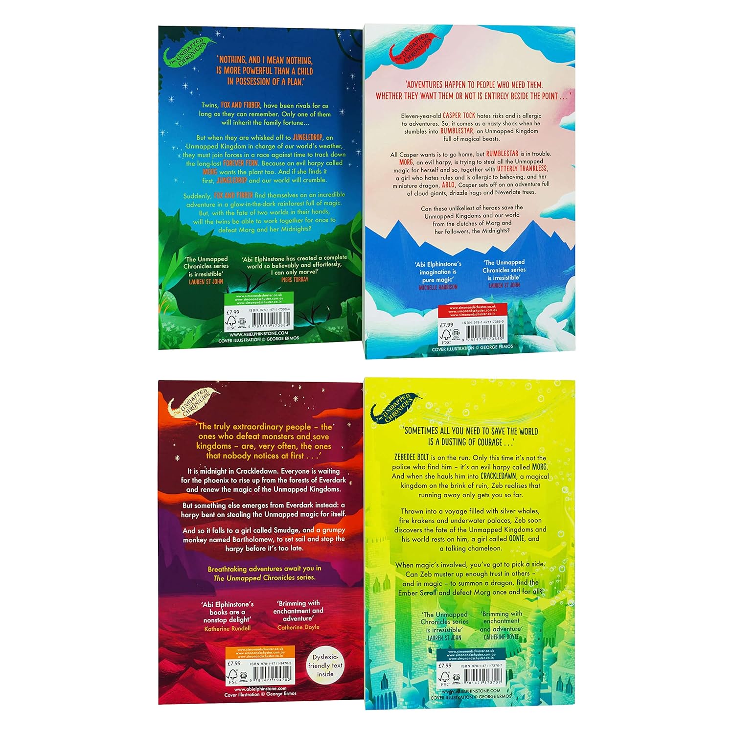 The Unmapped Chronicles 4 book collection by Abi Elphinstone - paperback fantasy adventure set for ages 9-12
