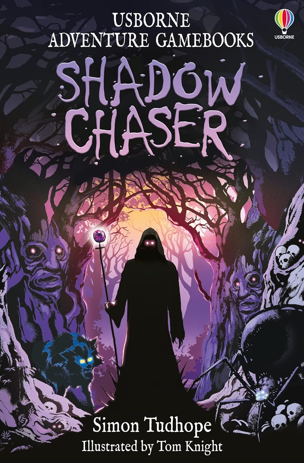 Shadow Chaser paperback cover, Usborne Adventure Gamebooks interactive fantasy story for ages 8-12